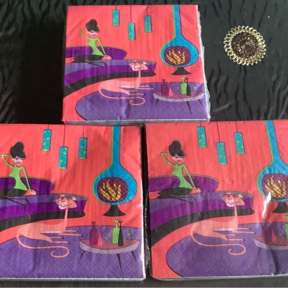 Pink Panther 40th Anniversary Cocktail Napkins Lucky Panther set of 3 pkgs